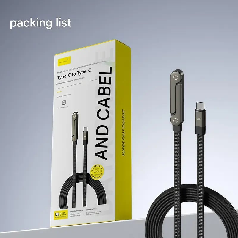 🔥New Year🏆Flash Sale⚡50K+ SOLD!💥2-in-1 Invisible Holder Charger Cable – 240W Fast Charging Cord with Built-In Phone Stand